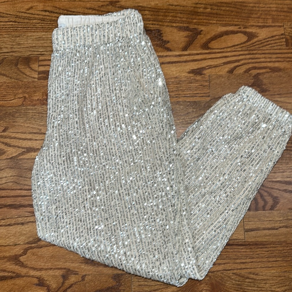 NWT Silver Sequin Pull-on Pants | Size S